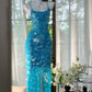 Blue Sparkling Ball Gown Long Chiffon Ball Gown Evening Gown Birthday Gown Wedding Gown gh4528