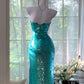 Girlhomeshops-Emerald Blue Shiny Long Sequin Prom Dress Evening Dress Party Dress gh5078