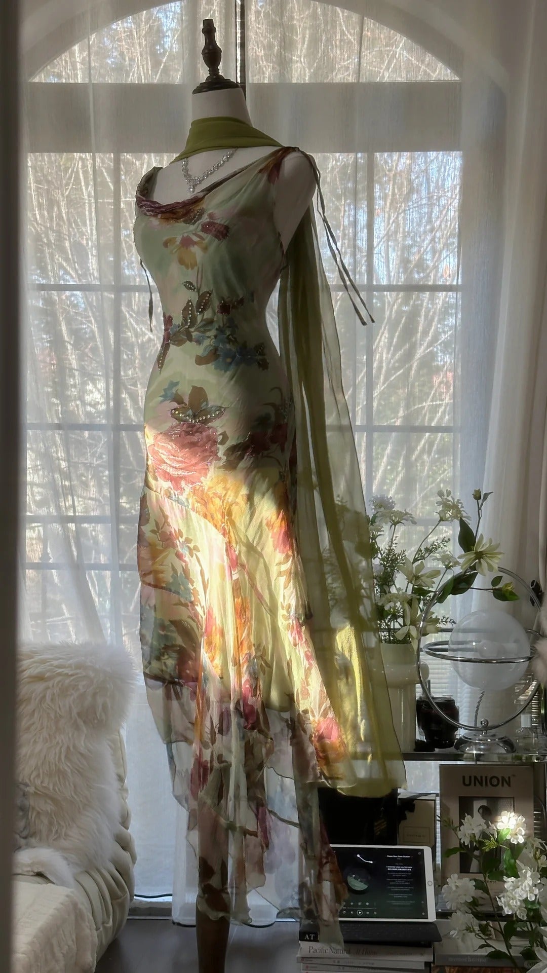 Robe de soirée longue en mousseline de soie, élégante et romantique, dégradé de couleurs, avec perles exquises, pour anniversaire, mariage, fête, bal, Saint-Valentin, gh4030