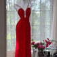 Red rhinestone long satin ball gown evening dress party dress date dress prom dress gh4679
