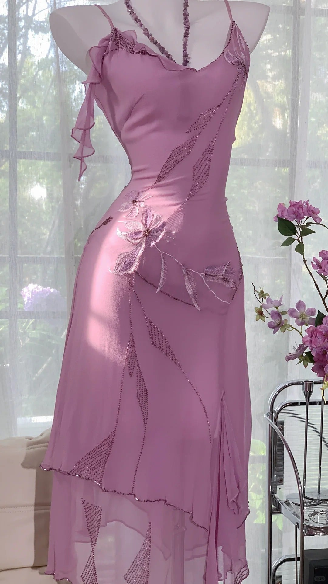 Purple Floral Exquisite Chiffon Homecoming Dress Prom Dress Evening Dress Party Dress gh4320