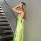 Green Fashion Elegant Spaghetti Strap Long Satin Tulle Ball Gown Evening Dress Wedding Guest Party Dress Prom Dress gh3765