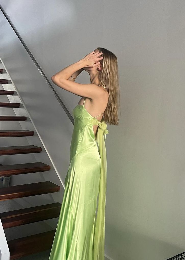 Green Fashion Elegant Spaghetti Strap Long Satin Tulle Ball Gown Evening Dress Wedding Guest Party Dress Prom Dress gh3765