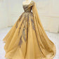 Golden Yellow Gorgeous Exquisite Beaded Long Tulle Ball Gown Evening Dress gh3194