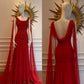 Red long chiffon formal Prom dress evening dress party dress gh4902