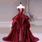 Robe de soirée longue en satin et dentelle exquise, sexy et élégante, rouge, gh3367