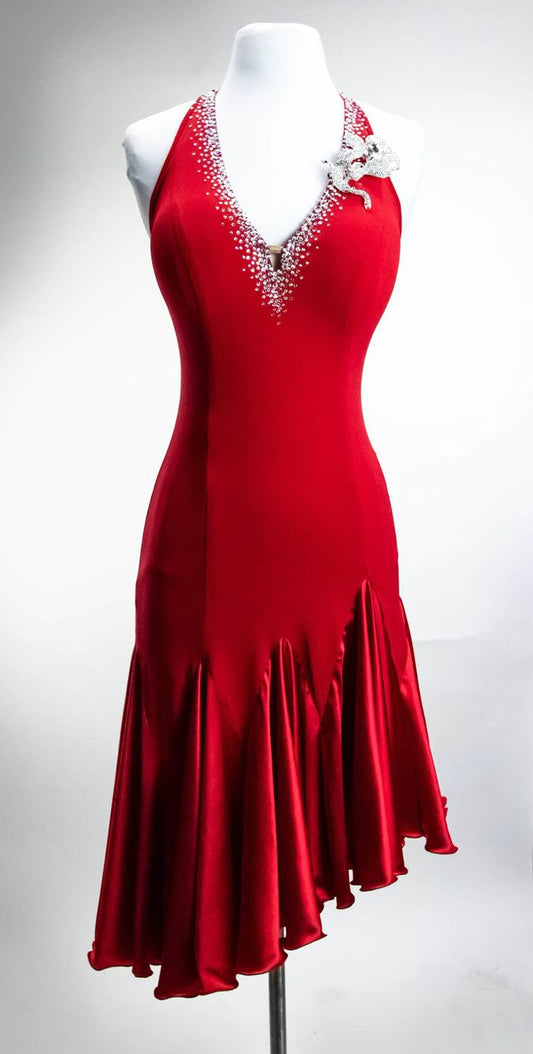 Red Beaded Elegant Fashion Short Satin Homecoming Dress Prom Dress Evening Dress gh4226