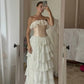 White Vintage Fashion A-line Off-shoulder Long Chiffon tulle Tiered Ruffle Ball Gown Evening Dress Party Dress Prom Dress gh3658