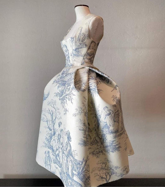 Girlhomeshops-Blue floral satin halter midi homecoming dress birthday party dress prom dress gh5395