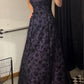 Purple & Black Gradient Floral Embroidery Camisole Dress: Deep V Open Back, Fitted Maxi, Retro Party Sexy Gown gh6609