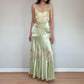 Girlhomeshops-Light green vintage French elegant satin long Prom dress evening dress party dress wedding guest dress gh5158