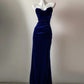 Blue/Black Unique Fashion Elegant Sweetheart Neck Long Velvet Floor Length Ball Gown Evening Gown Prom Dress gh4076
