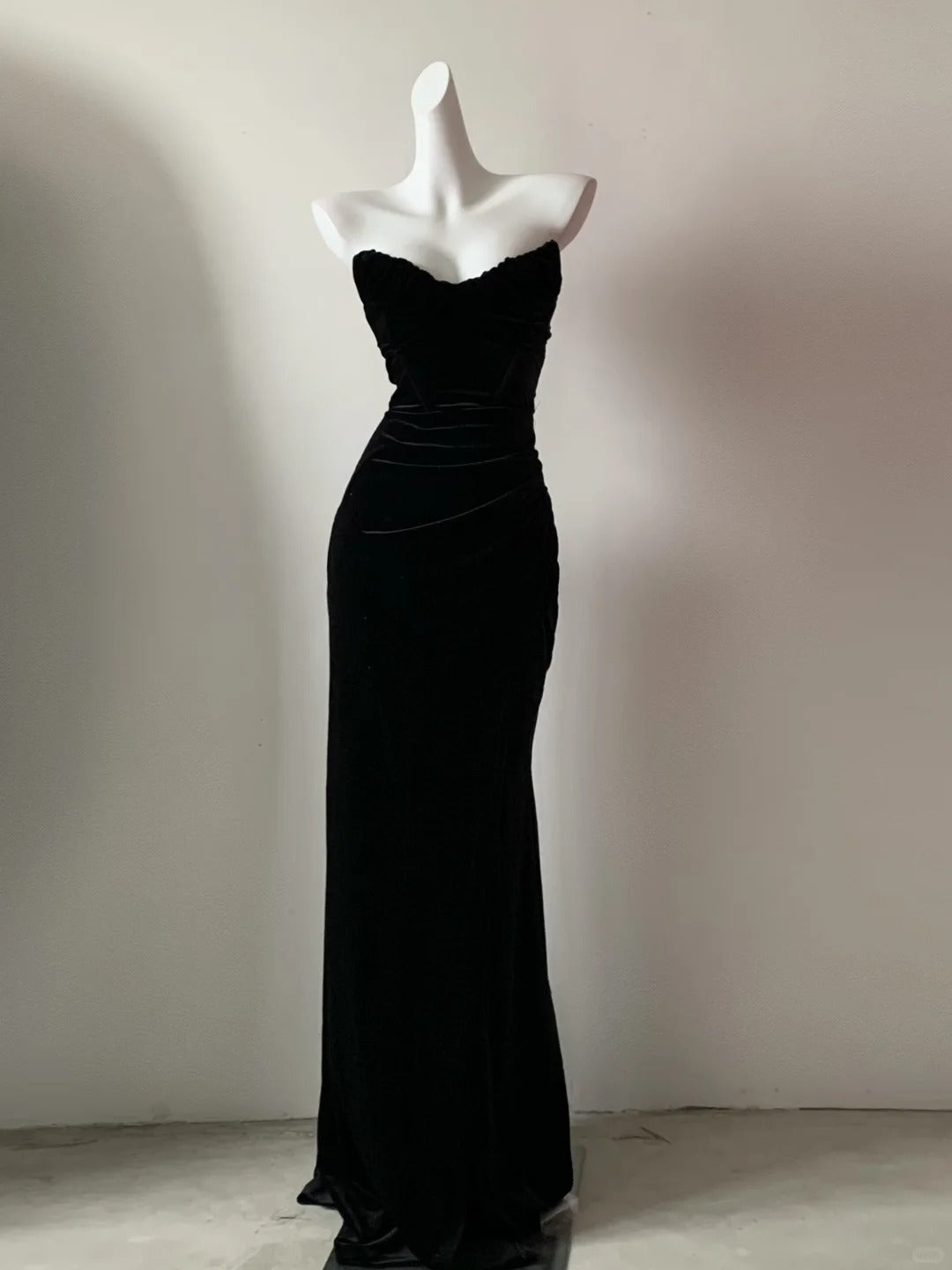 Blue/Black Unique Fashion Elegant Sweetheart Neck Long Velvet Floor Length Ball Gown Evening Gown Prom Dress gh4076