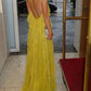 Yellow latest fashion chiffon long simple comfortable ball gown evening dress wedding guest dress gh4728