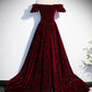 Dark blue/burgundy shiny elegant long velvet ball gown formal evening dress gh3211