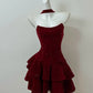 Red Shiny Sweet Fashion Short Mini Sequin Velvet Homecoming Dress Birthday Party Dress gh3796