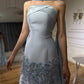 Blue gorgeous exquisite floral beaded long satin ball gown evening gown graduation dress gh3275