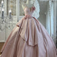 Pink Strapless Gown Beaded Neckline & 3D Rose Appliqués Showstopper  gh7062