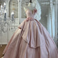 Pink Strapless Gown Beaded Neckline & 3D Rose Appliqués Showstopper  gh7062