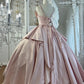 Pink Strapless Gown Beaded Neckline & 3D Rose Appliqués Showstopper  gh7062