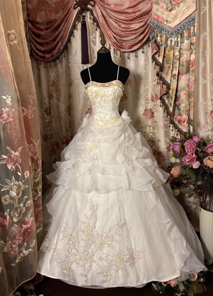 White strapless, fitted waist, heavily embellished, sexy long ball gown R8203 main image 1
