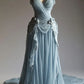 Robe de soirée longue en tulle bleu, magnifique, élégante, style rétro, avec des appliques florales, coupe trapèze, longueur au sol, gh3697