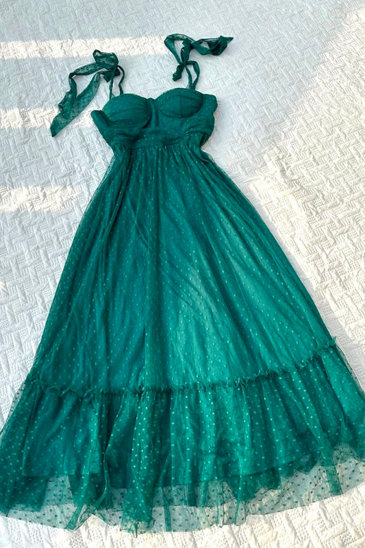 girlhomeshops-Green spaghetti strap midi and long homecoming dress gh5781