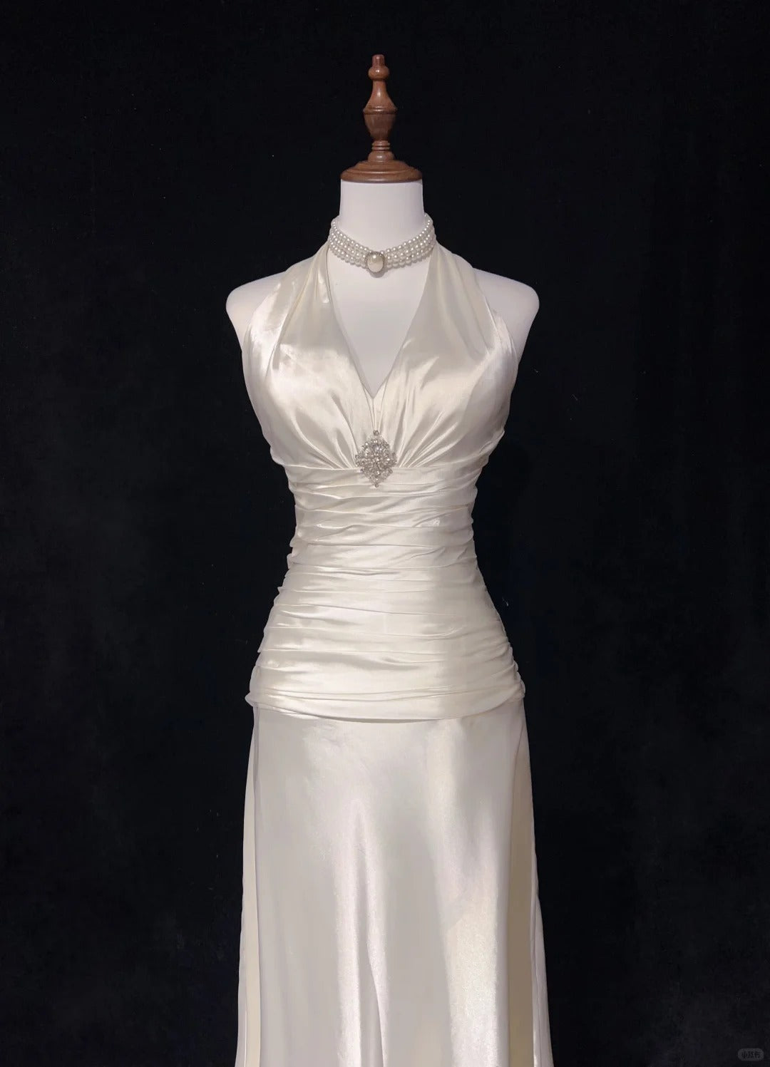 Robe de soirée élégante en satin blanc ivoire, style vintage, longue, robe de bal, robe de remise de diplôme, robe de mariée, gh4490