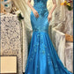 Robe de soirée longue en satin bleu à fleurs, élégante, robe de demoiselle d'honneur, gh4464