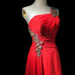 girlhomeshops-Glamouröses, glänzendes, rotes Ballkleid mit einer Schulter und Kristallen, gh5849