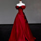 Girlhomeshops -Red bow long satin prom dress evening dress party dress gh5115