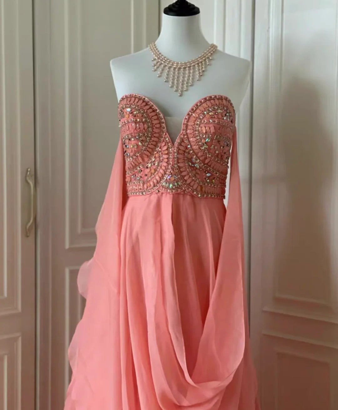 ✨Rosa Fantasy Griechische Göttin Langes Chiffon Ballkleid Abendkleid gh4269