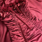 Burgundy Vintage Floral Long Satin Prom Dress Birthday Party Dress Evening Dress gh4412