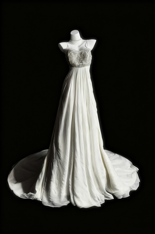 girlhomeshops - Robe de mariée longue en tulle blanc délicatement ornée de perles gh6286