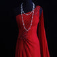 Red long tulle evening gown gh6852