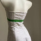 Girlhomeshops-White Floral Vintage Green Bow Short Satin Homecoming Dress Birthday Dress gh5361