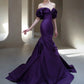 girlhomeshops-Purple Elegant Long Satin Train Prom Dress gh6236