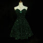 Green shiny princess sequin short retro fashion homecoming dress prom dress evening dress gh4368