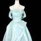 Minimalist Luxury Style Ice Blue Satin 3D Ruched Strapless Ballgown - Dinner & Cocktail Party Gown gh6545