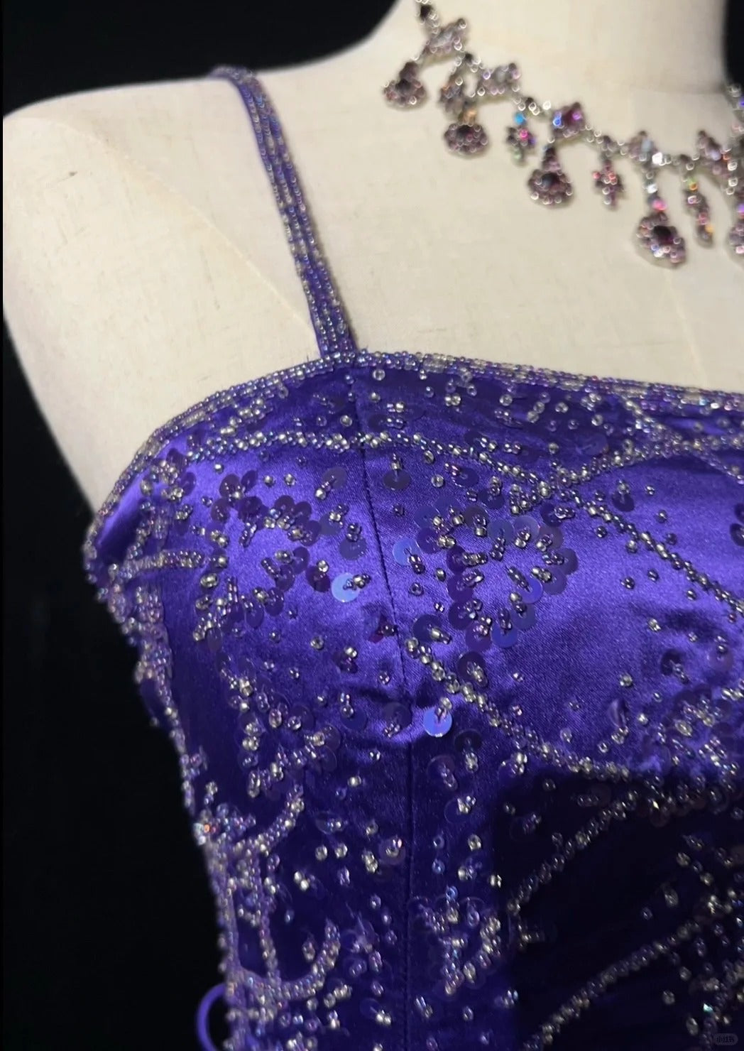 Purple Gorgeous Vintage God Shining Elegant Exquisite Rhinestone Beaded Satin Long Floor Length Slim Fairy Ball Gown Evening Dress Party Dress Prom Dress gh3853