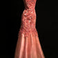 Rose lace long tulle evening gown gh6851