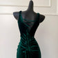 Green Vintage Elegant Long Velvet Slim Evening Dress Party Dress Prom Dress gh4273