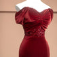 Burgundy Velvet Beading Elegant Fashion Long Mermaid Slim Prom Dress Evening Dress Party Dress gh4877