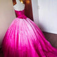 Girlhomeshops - Rosa, modisches, perlenbesetztes, langes, bodenlanges Tüll-Ballkleid, Ombre-Muster, gh5301