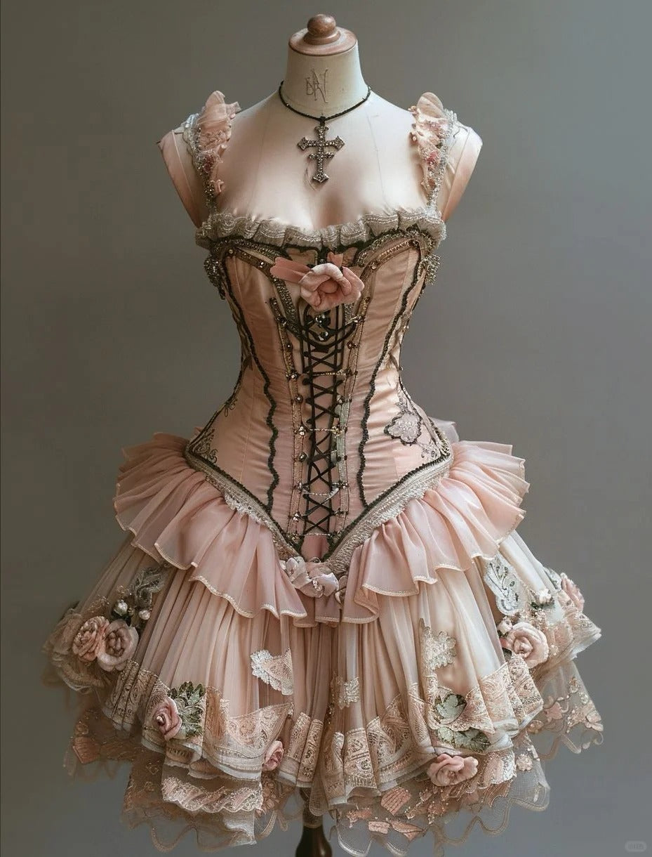 Pink Vintage Sweet Beaded Floral Short Chiffon Homecoming Dress Birthday Party Dress Prom Dress gh4688