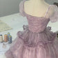 Purple Flower Short Chiffon Homecoming Dress Party Dress gh4647