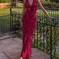 Pink Fashion Elegant Charming V Neck Floral Print Long Satin Ball Gown Evening Dress Holiday Party Dress gh3485