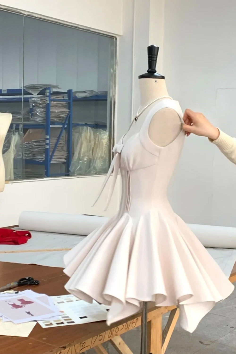 girlhomeshops-White simple homecoming dress satin gh5740