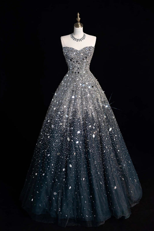 Starry Night Gradient Strapless Ball Gown Evening Dress gh6752