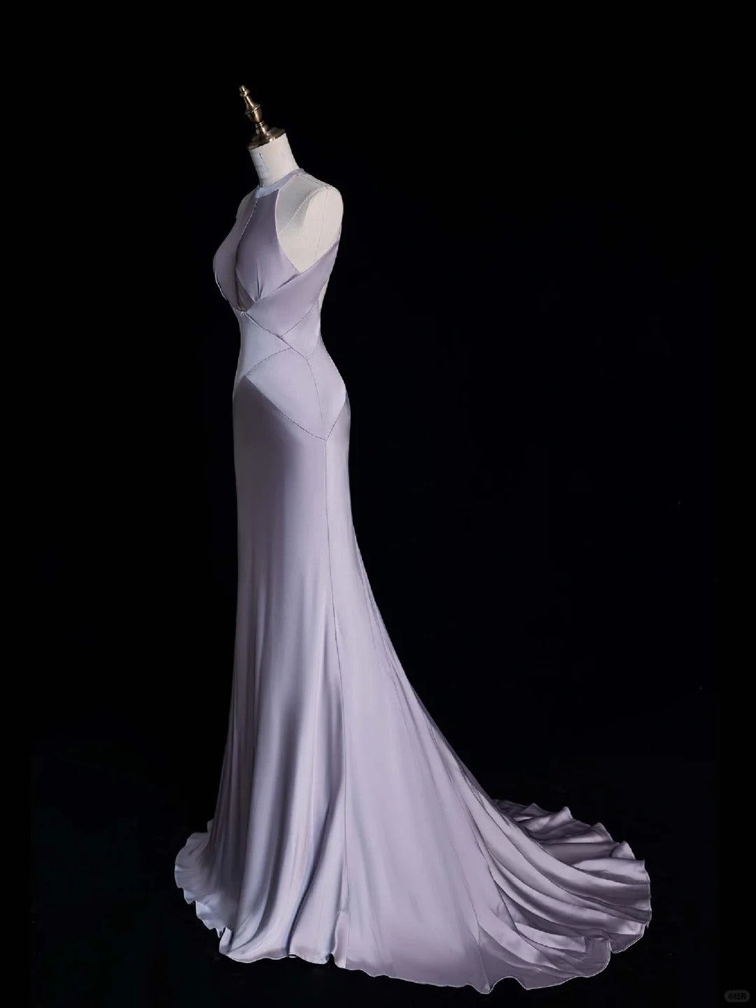 Robe de soirée longue et élégante en satin violet, longueur au sol, gh4293